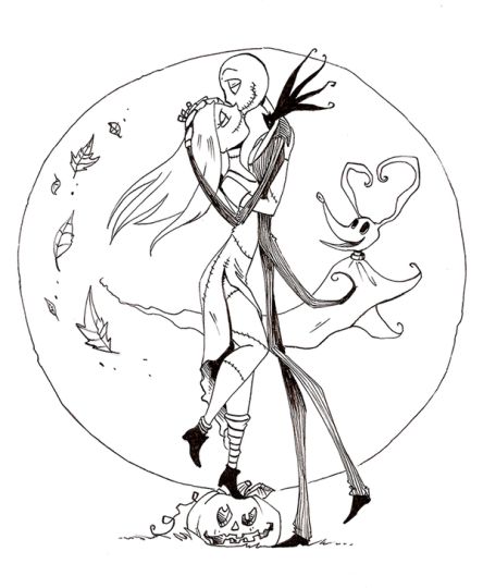 Nightmare before Christmas Jack and Sally coloring pages part 2